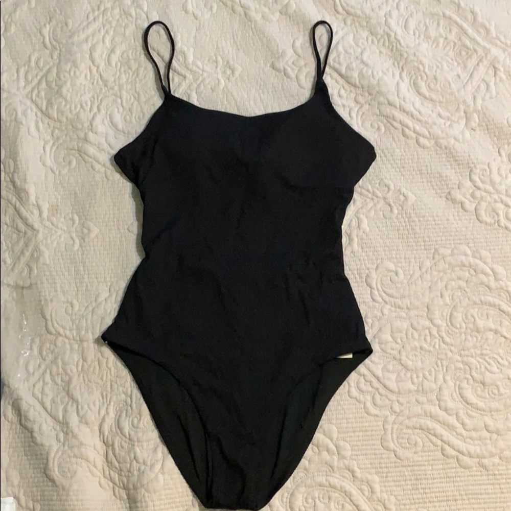 Classic black one piece swim suit